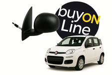 SPECCHIO RETROVISORE SX PER FIAT PANDA 312 DA 2012 SPECCHIETTO ESTERNO NERO MECC