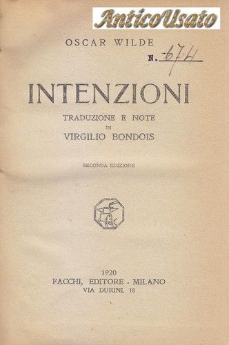 Intenzioni oscar wilde 1920 - di,
