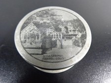 Vintage SODA SPRINGS MANITOU COLORADO COLO. TAZZA PIEGHEVOLE PIEGHEVOLE ALLUMINIO con coperchio