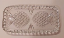 Vassoio antipastiera rettangolare anni 60 in cristallo taglio punta di diamante