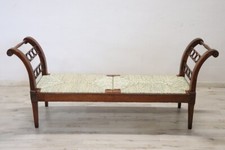 Panca antica in legno di noce e paglia epoca Luigi XVI fine  '700