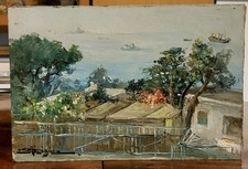 Dipinto olio su masonite firma interessante.