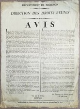 Departement de Marengo - Imposte su Distillazione e Alambicchi -Alessandria 1804