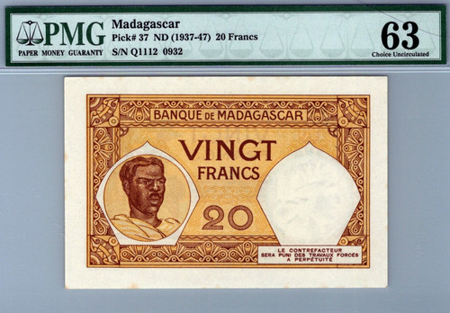 Madagascar franchi 1937 - madagascar,