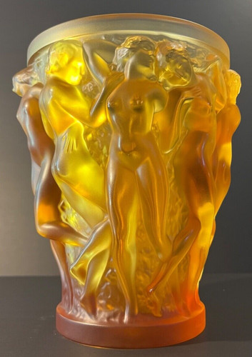 Lalique amber bacchantes vase - lalique,