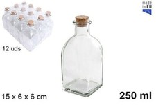 Set 12 Pezzi Bottigline Bottiglie In Vetro Con Tappo Sughero 250ml dfh