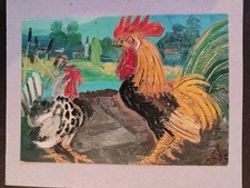 Antonio Ligabue, Gallo, gallina e paesaggio, Cartolina
