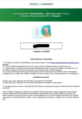 Gift card petit bambou - (3, mesi