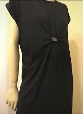 Vestito Morbido E Fine Maglia Blu Mèlange Con Strass Tg L Nuovo Senza Etichetta