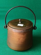 ANTICO PAIOLO SECCHIO CALDERONE IN RAME BATTUTO A MANO CON COPERCHIO. CZ56