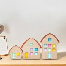 Set di 3 casette in legno regalo decorazioni in legno per bambini in età