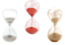 CLESSIDRA VETRO BOMBONIERA SEGNAPOSTO MATRIMONIO ORO ARGENTO ROSSO 8x3