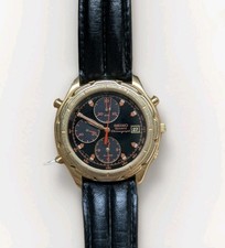 OROLOGIO UOMO VINTAGE SPORT LUSSO SVEGLIA CRONOGRAFO SEIKO 7T32-6E79 tono oro