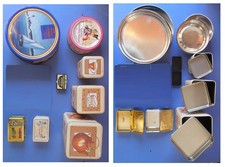 Set lotto scatole in latta biscotti caramelle Quality Street Butter Samurai ecc.