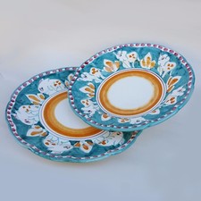 Vietri Servizio Piatti 2pz. in Ceramica Vietri 100% decorato a mano Verde Scuro