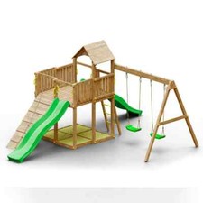 Parco giochi in legno da giardino Woody Tree House TGG Play Con due Scivoli, due