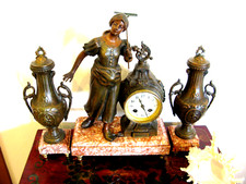 PENDOLA OROLOGIO A PENDOLO D'APPOGGIO PARIGINA FRANCIA FINE 800 TRITTICO BRONZO