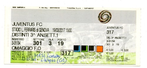 Biglietto ita sampdoria - sampdoria, genova