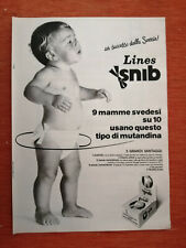 PUBBLICITA' ORIGINALE ADVERTISING MUTANDINA (PANNOLINO) "LINES SNIB" del 1976