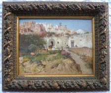 Giuseppe Garzolini (Trieste 1850-1938) Paesaggio orientalista splendido OLIO