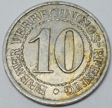 GERMANIA 10 PFENNIG BREMA 1924