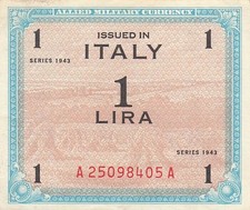 Italy  1  Lira  Series of 1943