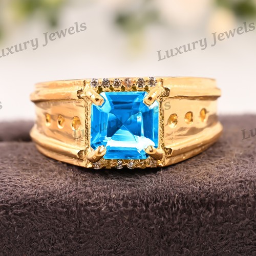 Anello uomo topazio - , blu