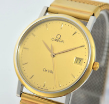 Orologio Vintage Uomo OMEGA De Ville Cal.1432 Ref196.2432 Quadrante Oro QZ Nuova Batteria