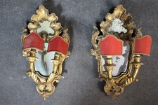 COPPIA DI APPLIQUE LUIGI XV IN LEGNO DORATO E RICCHI DECORI -ITALIA XVIII SEC