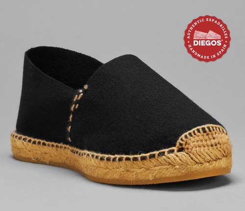 Black espadrilles sewn - sewn, in
