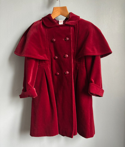Cappotto velluto rosso bambina