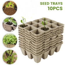 10x Vassoi per Semi 12 Cellule Piante Piantine Starter Biodegradabili con Etichette Vivaio