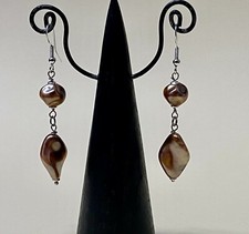 ORECCHINI SFERE IRREGOLARI E ELICHE COLOR MARRONE/BRONZO MONACHELLE ARGENTO 925 