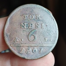 Moneta In Rame Napoli Ferdinando IV Di Borbone 6 Tornesi 1801 Mb + 