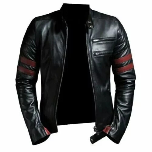 Giacca pelle nera rossa - giacca, e