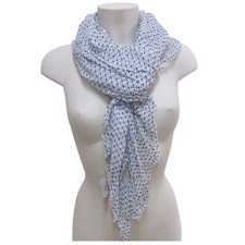  Bianco Zig zag SCIARPA Scialle Foulard Copri spalle Stola Misto Seta Unisex