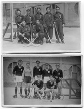 Lotto 2 rare foto Genova Cornigliano, squadra hockey rotelle, Fascismo, Ansaldo