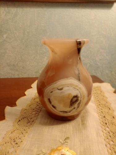 Vaso scultura onice rosa - onice,