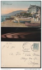 1168) ALASSIO SPIAGGIA GOZZI BARCHE VIAGGIATA 1916 ANIMATA STUPENDA