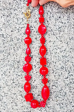 Collana Donna Vintage Diaspro Rosso Perfetta Girocollo Retro' Rossa Boho