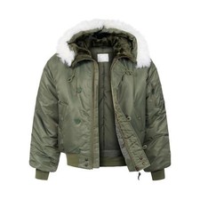 Parka Esercito Imbottito Bomber Giacca Militare N2B Isolato Snorkel Cappotto con Cappuccio Oliva