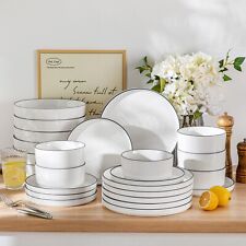 Set piatti in gres bianco con