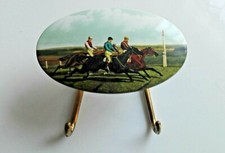 Appendiabiti Vintage 3 posti per camera bagno corsa ippica cavalli