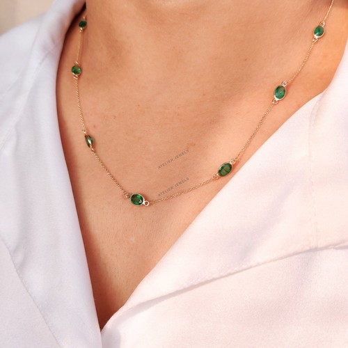 Collana con smeraldo - , naturale