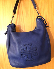 Ottima borsa a tracolla in pelle lilla/blu Tory Burch, zip, scomparti interni