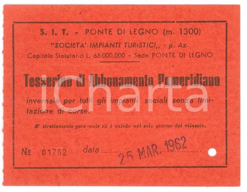 1962 ponte legno i t - di, s.i.t