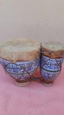 Djembè Bongo Tamburo Arabo in ceramica e rilegatura in pelle di capra
