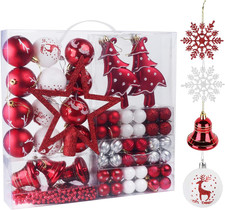 100 Pezzi Palle Di Natale Bianco E Rosso, Palline Natalizie 3Cm/6 Cm Ornamenti i