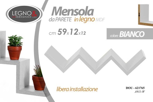 Mensola bianca cm zig - 59*12*12,