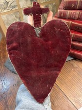 Grande Cuore Di Maria Velluto XIX EME Porta Reliquia Arte Sacra Cuore Sacro